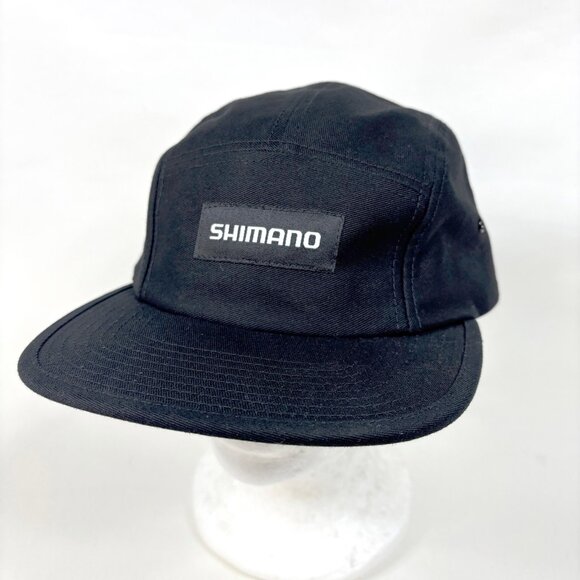 Shimano Back Black 5-Panel Strapback Cap Hat Japan Cycling Fishing Equipment - Picture 1 of 8